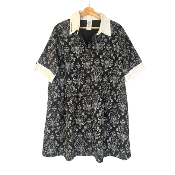 Disneyland Resort Dresses & Skirts - Disney Parks Haunted Mansion Glow in the Dark Wallpaper Print Shirt Dress XL